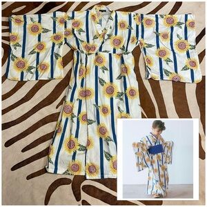 Green Label Relaxing Sunflower Yukata Girls Medium